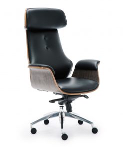 Wooden & PU Leather Office Chair Renaissance Executive Chair - Grey