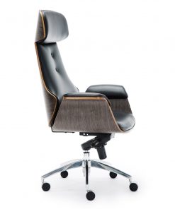 Wooden & PU Leather Office Chair Renaissance Executive Chair - Grey