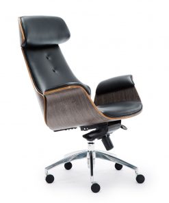 Wooden & PU Leather Office Chair Renaissance Executive Chair - Grey