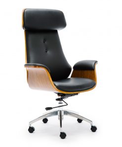 Wooden & PU Leather Office Chair Renaissance Executive Chair - Walnut
