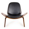 Replica Hans Wegner Shell Chair – Black Top Layer Genuine Leather / Walnut Wood Replica Hans Wegner Shell Chair – Black Top Layer Genuine Leather / Walnut Wood