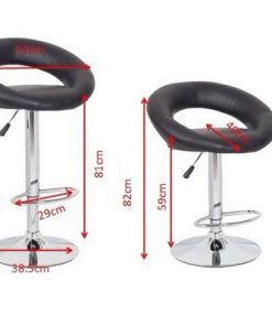 2x Black PU Leather Circular Kitchen Bar Stools
