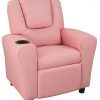 PU Leather Kids Recliner with Drink Holder