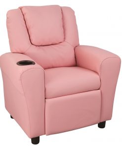PU Leather Kids Recliner with Drink Holder