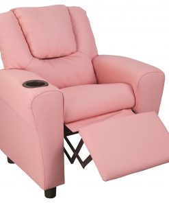 PU Leather Kids Recliner with Drink Holder