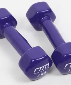 2kg Dumbbells Pair PVC Hand Weights Rubber Coated