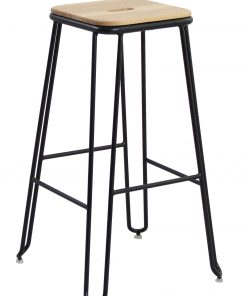 Ash Wood & Steel Industrial Bar Stool