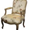 Wash White Louis XV Chair With Flower Fabric Wash White Louis XV Chair With Flower Fabric
