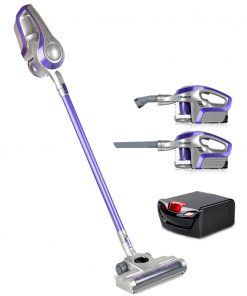 Devanti 120W Handstick Bagless Cordless Vacuum Cleaner Purple Grey with Spare Battery