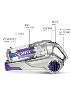 Devanti 120W Handstick Bagless Cordless Vacuum Cleaner Purple Grey with Spare Battery
