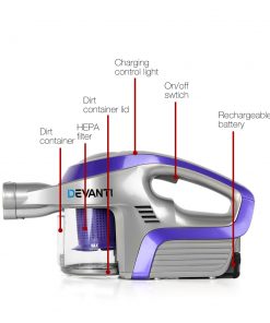 Devanti Cordless Stick Vacuum Cleaner - Purple & Grey