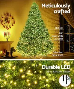 Jingle Jollys 2.4M 8FT Christmas Tree Xmas 3190 LED Lights Warm White 1436 Tips