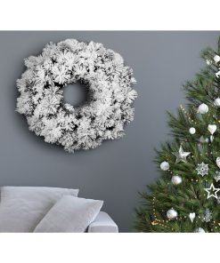 Jingle Jollys 60cm Christmas Snow Wreath Garland Window hanging Xmas Ornaments