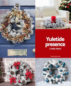 Jingle Jollys 60cm Christmas Snow Wreath Garland Window hanging Xmas Ornaments