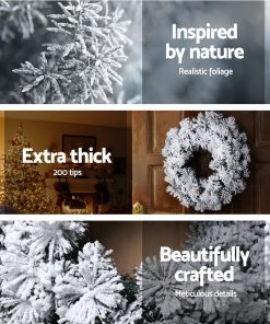 Jingle Jollys 60cm Christmas Snow Wreath Garland Window hanging Xmas Ornaments