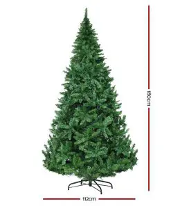 Jingle Jollys 1.8M 6FT Christmas Tree 874 LED Lights 874 Tips Warm White Green