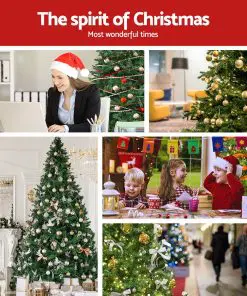 Jingle Jollys 1.8M 6FT Christmas Tree 874 LED Lights 874 Tips Warm White Green