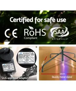 Jingle Jollys 2.1M 7FT Christmas Tree 1134 LED Lights 1134 Tips Warm White Green