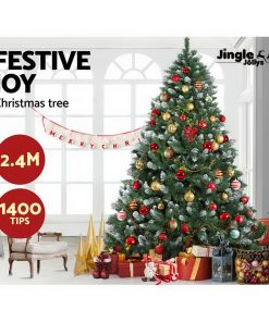 Jingle Jollys 2.4M 8FT Christmas Tree Xmas Home Decoration 1400 Tips Snowy Green