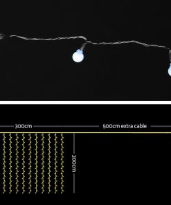 Jingle Jollys 300 LED Curtain Lights - Cold White