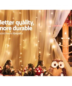 Jingle Jollys 6X3M Christmas Curtain Lights 600LED Warm White