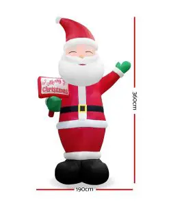 Jingle Jollys 3.6M Christmas Inflatable Greeting Santa Xmas Decor LED Airpower