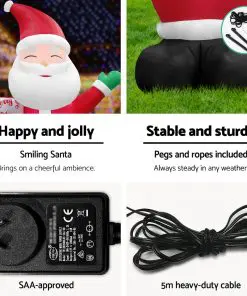 Jingle Jollys 3.6M Christmas Inflatable Greeting Santa Xmas Decor LED Airpower