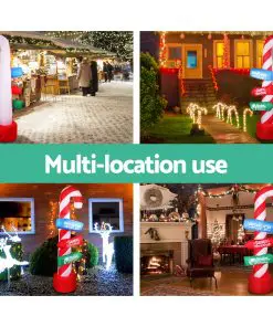 Jingle Jollys 2.4M Christmas Inflatable Santa Guide Candy Pole Xmas Decor LED