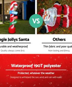Jingle Jollys 2.4M Christmas Inflatable Santa Guide Candy Pole Xmas Decor LED
