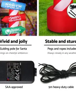 Jingle Jollys 2.4M Christmas Inflatable Santa Guide Candy Pole Xmas Decor LED