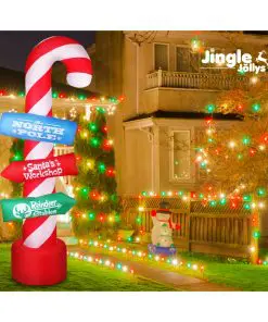 Jingle Jollys 2.4M Christmas Inflatable Santa Guide Candy Pole Xmas Decor LED
