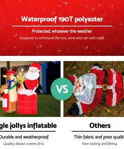 Jingle Jollys 1.8M Christmas Inflatable Santa on Fire with Reindeer Xmas Decor LED