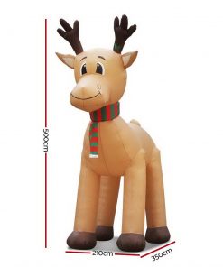 Jingle Jollys 5M Christmas Inflatable Reindeer Giant Deer Air-Power Light Inside