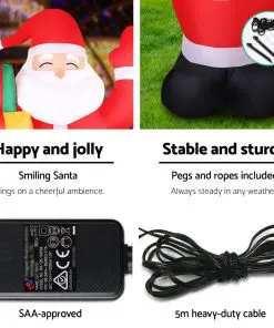 Jingle Jollys 2.4M Christmas Inflatables Santa Xmas Light Decor LED Airpower