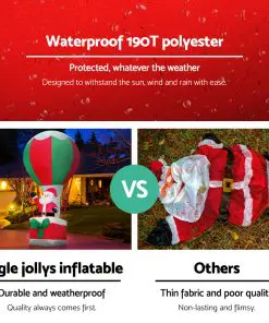 Jingle Jollys 3.6M Christmas Inflatable Santa on Air Balloon Xmas Decor LED