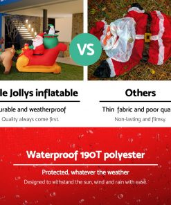 Jingle Jollys 2.2M Christmas Inflatable Santa Sleigh Ride Reindeer Deer Decor