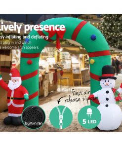 Jingle Jollys 2.8M Christmas Inflatable Giant Arch Way Santa Snowman Light Decor