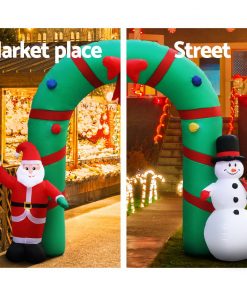 Jingle Jollys 2.8M Christmas Inflatable Giant Arch Way Santa Snowman Light Decor