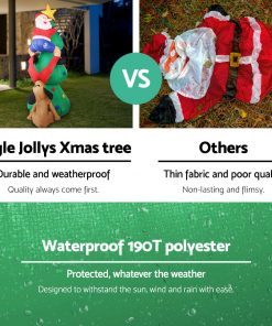 Jingle Jollys 1.8M Christmas Inflatable Santa on Tree Lights Xmas Decor Airblown