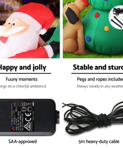 Jingle Jollys 1.8M Christmas Inflatable Santa on Tree Lights Xmas Decor Airblown