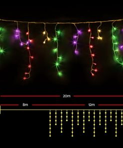 500 LED Solar Powered Christmas Lights 20M Multiple Colour