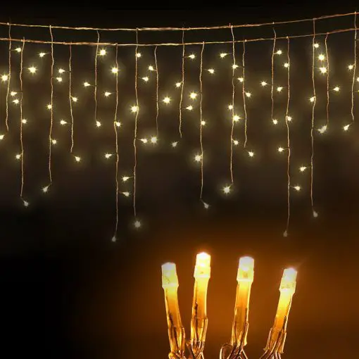 Jingle Jollys 500 Icicle Lights - Warm White