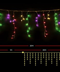 Jingle Jollys 800 LED Christmas Icicle Lights Mutlicolour