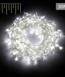 Jingle Jollys 800 LED Christmas Icicle Lights Cold White