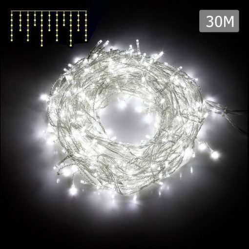 Jingle Jollys 800 LED Christmas Icicle Lights Cold White