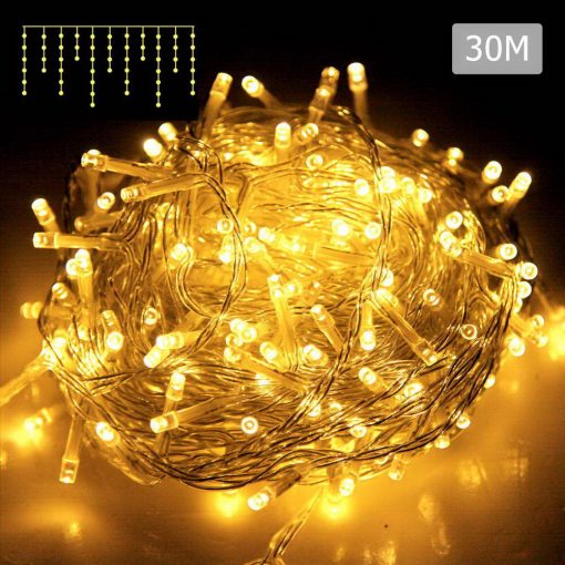 Jingle Jollys 800 LED Christmas Icicle Lights Warm White