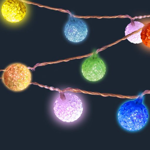 Jingle Jollys 12.5M Christmas Snowball String Lights - Multi Colour