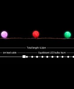 Jingle Jollys 12.5M Christmas Snowball String Lights - Multi Colour