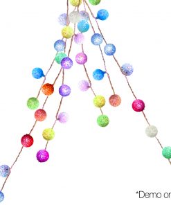 Jingle Jollys 12.5M Christmas Snowball String Lights - Multi Colour