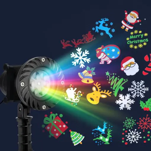 Jingle Jollys Pattern LED Laser Landscape Projector Light Lamp Christmas Party